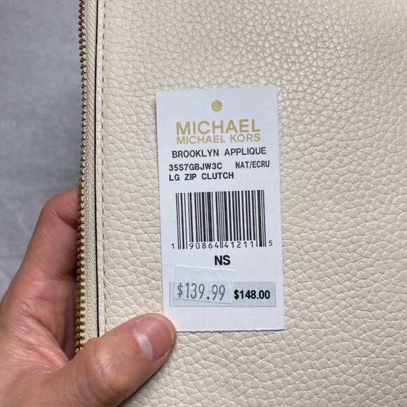 Michael Kors 35S7GBJW3C Brooklyn Applique Large Zip Clutch in Ecru White - Picture 3 of 5